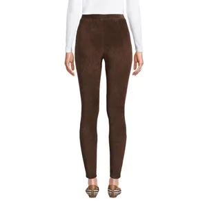 Lands' End Womens Sport Knit High Rise Corduroy Leggings Rich Coffee Brown PL thumbnail 6
