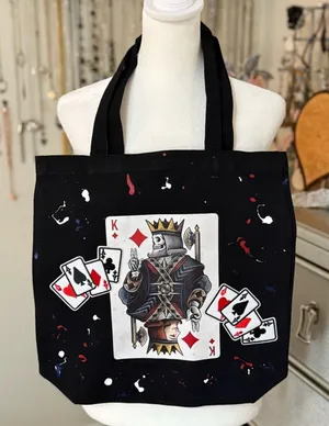 Handmade‎ Black king tote bag thumbnail 1