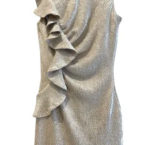 Hailey Logan Cocktail Dress‎ Gold Metallic Ruffle Party Women XS thumbnail 3
