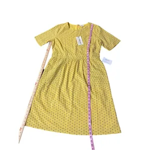 Orange Creek Los Angeles Dress Womens L NEW Yellow Black Polka Dot Modest thumbnail 11