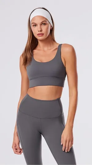 TAVI Longline Sports Bra Small Gray Scoop Neck Low Medium Support Activewear thumbnail 1