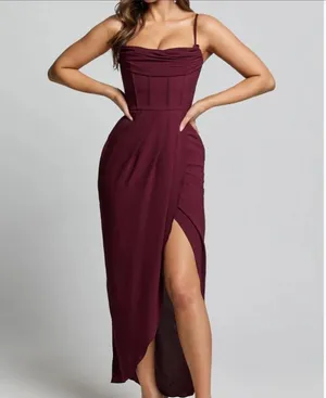 Showpo Burgundy Midi Dresssize 4 S thumbnail 1