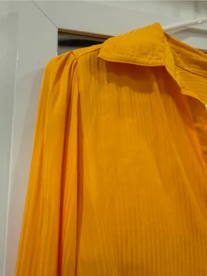 Free People Penelope Button Down Long Sleeve Blouse vibrant marigold yellow thumbnail 5