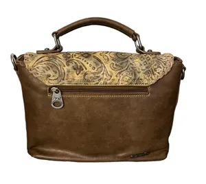 Montana West Studded Tooled Faux Leather Top Handle & Shoulder Strap Cowgirl Bag thumbnail 3
