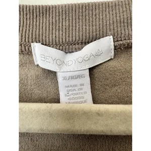 Beyond Yoga Tropez Crop Pullover Size XL Terry Cloth Birch Brown Slouchy V Neck thumbnail 7