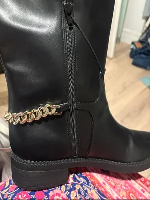A New Day Classic Black Knee-High ridding boots with Gold Chain Accent Bobbi size 11 new thumbnail 5