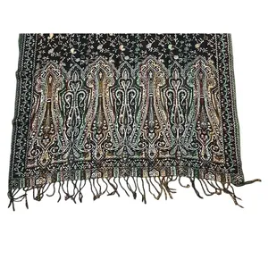 Jamawar Paisley Floral Pashmina Blend Scarf‎ Fringed Shawl Wrap 64x28 Boho Soft thumbnail 7