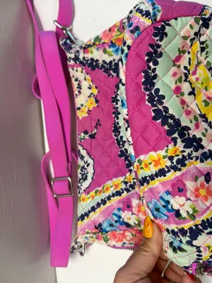Vera Bradley Carson Hobo‎ Crossbody Bag Top & Side Zip Pink “Wildflower Quilted thumbnail 4