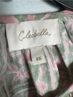 CLEOBELLA Whitley Ruffle Sleeve Button Front Split V-neck Tie Boho Blouse XS thumbnail 5