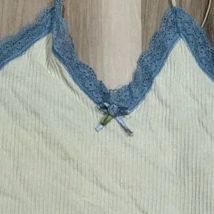 Urban Outfitters Out From Under Lace Trim Bodysuit Cream Blue Women’s Small thumbnail 3