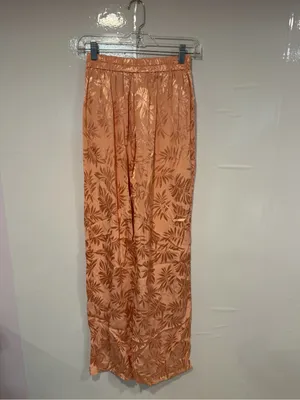 Baevely Peach Satin Like Wide-Leg Pants‎ with Leaf Jacquard thumbnail 3