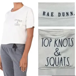 ✨ Rae Dunn Women's Large Rare Cropped Gym T-Shirt With Pocket. ✨ thumbnail 3