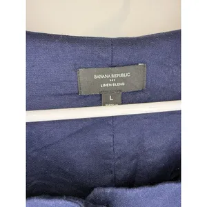 Women’s Banana Republic Linen Blend Button Dress Square Neck Large Navy Blue thumbnail 3