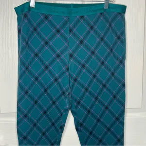 Victoria’s Secret Sz XL Long Pajama Set Teal Purple Black Argyle Plaid thumbnail 11
