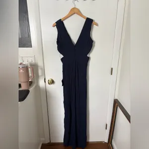 Lulus Compelling Poise Navy Blue Plisse Cutout Sleeveless Maxi Dress Size Medium thumbnail 5