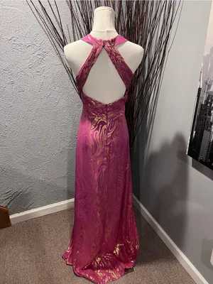 🌺Aiden Mattox Pink And Gold Grecian Maxi Dress Size 10🌺 thumbnail 4