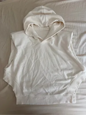 Alo sleeveless white hoodie sweatshirt small thumbnail 1