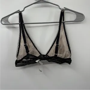 Intimately Free People Alia Cream & Black Floral Bralette‎ thumbnail 2