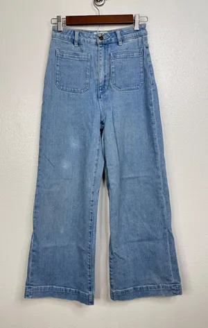 Rollas Sailor Jeans Light Blue Organic Cotton High‎ Rise Wide Leg Denim 26 thumbnail 1