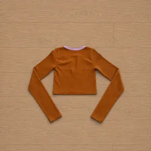 Urban Outfitters Go For Gold Orange Contrast Trim Long Sleeve Crop Top thumbnail 3