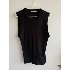 We The Free Black‎ Ribbed Muscle Tank Top Raw Edge Sleeveless Crew Neck Large thumbnail 2