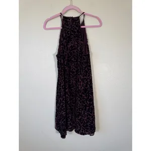Vintage 90s Purple Velvet Burnout Halter Mini Dress Womens M Y2K Goth Grunge thumbnail 3