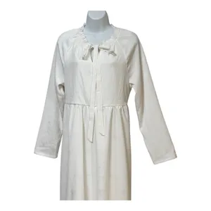 Fehrnvi Apparel White‎ Floral Jacquard Tiered Maxi Dress Long Sleeve Tie Neck M thumbnail 5