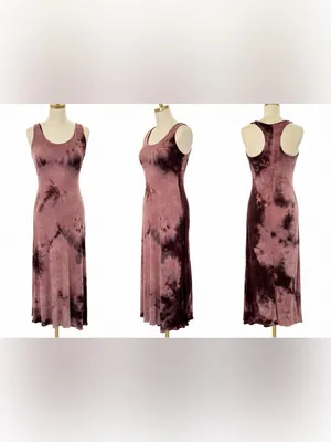 See You Monday Tie Dye Racerback Maxi Dress Mauve Brown Stretch Size Large thumbnail 6