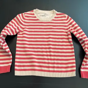 Eddie‎ Bauer Womens Red Cream Striped Cotton Crewneck Sweater Size Small thumbnail 1