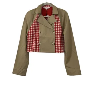 Anthropologie English Gingham Cropped Jacket(Size Medium) thumbnail 6