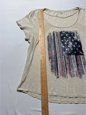 Rufflewn XL Beige Graphic Tee with Artsy American Flag thumbnail 3