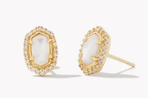 Kendra Scott, Cade Gold Stud Earrings in Ivory Mother-of-Pearl, $75 thumbnail 1