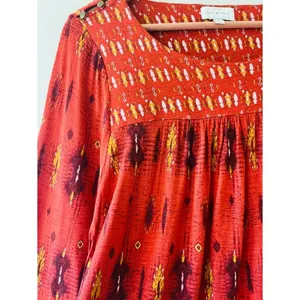 Lucky‎ Brand Sz L Bohemian Pullover Blouse Kimono Sleeves thumbnail 2