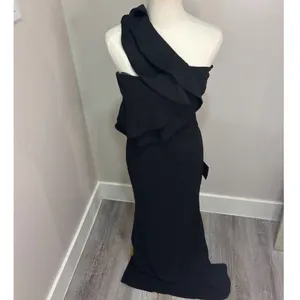 Lulus Ruffle Some Feathers Black One-Shoulder Mermaid Maxi Dress Size S thumbnail 6