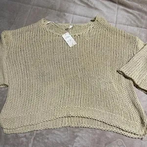 L Love Loose Knit Sweater Size M/L Cream thumbnail 1