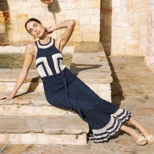 Cleobella Navy and Cream Midi Dress thumbnail 4