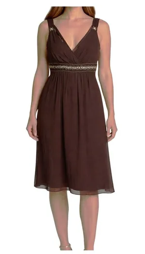 Metaphor Womens Dress Size 14 Brown Formal Cocktail Sleeveless Vintage thumbnail 1