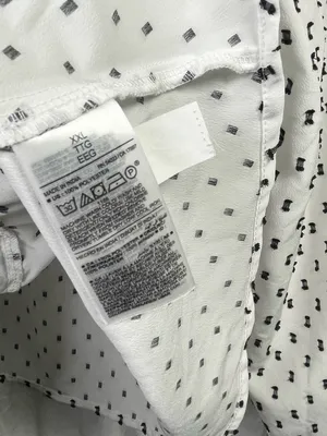 Women’s Blouse 2XL Plus White Waist-Defined Clip-Dot Shirt V-Neck Top thumbnail 3