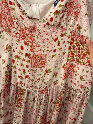 Zara White Maxi Dress with Red Floral Print thumbnail 3