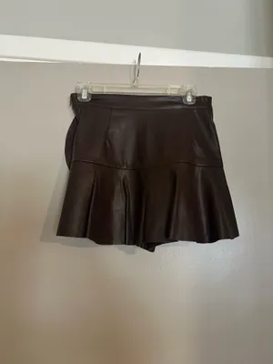 fab'rik brown faux leather skort  thumbnail 3