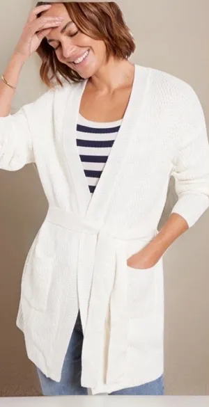 NWT Evereve Nico Wrap Cardigan Sweater Off White Women’s size Medium thumbnail 1