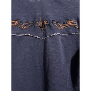 Free People Sundance Kid Embroidered Western Henley Top Navy Women's‎ Size XS thumbnail 10
