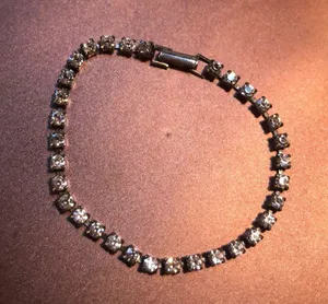 Vtge Clear Rhinestone Silvertone Tennis Bracelet thumbnail 4