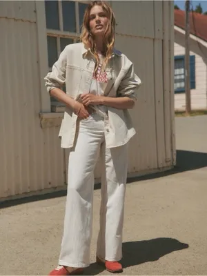 Marine Layer Molly OversizedShirt Jacket Stone Beige Xsmall New Shacket $168 thumbnail 3