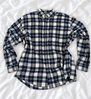 Eddie Bauer Blue Plaid Flannel Shirt – Size XL thumbnail 1