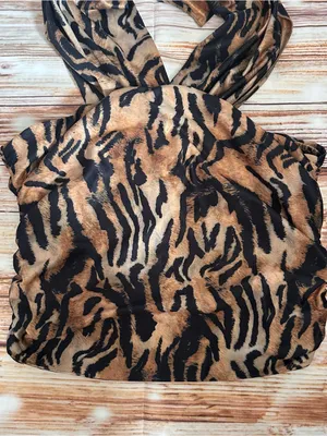 Bingo Brown Tiger Black Stripe Print Cropped Halter Top OS thumbnail 9