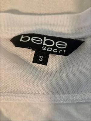 bebe sport Women’s Rainbow Logo V-Neck Mesh Yoke T-Shirt White Size S W-179 thumbnail 3
