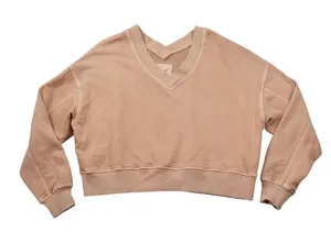 Aerie V-Neck Oversized Cropped Sweatshirt Peach‎ Terracotta Cotton Blend XS thumbnail 1