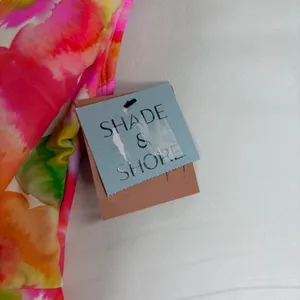 Shade & Shore Watercolor Floral Tie Front One Piece‎ Swimsuit High Leg Cheeky M thumbnail 3