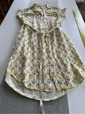 Style & Co. Yellow Floral Cotton Gauze Tie-Waist Midi Shirt Dress Size Small thumbnail 8